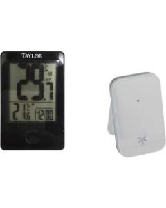 Taylor 1730 Indoor/Outdoor Digital Thermometer with Remote - Wireless, Clock - For Indoor, Outdoor, Home - Black