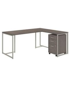 kathy ireland Office by Bush Business Furniture Method 72inW L Shaped Desk with 30inW Return and Mobile File Cabinet, Cocoa, Premium Installation