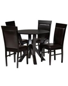 Baxton Studio Nada Dining Set, 29-15/16inH x 35-7/16inW x 35-7/16inD, Dark Brown/Espresso Brown
