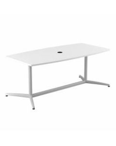 Bush Business Furniture 72inW x 36inD Boat-Shaped Conference Table With Metal Base, White, Standard Delivery