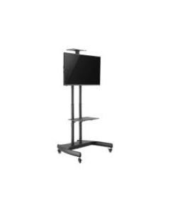 V7 TV Cart Height Adjustable with Tilt - Up to 70in Screen Support - 110.23 lb Load Capacity - 2 x Shelf(ves) - 71.4in Height x 30.9in Width - Floor - Steel, Plastic - Black