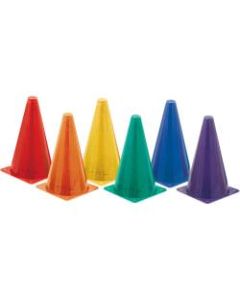 Champion Sports 9 Inch High Visibility Plastic Cone Set - Fluorescent Orange - Plastic