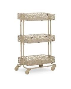 Linon Nicole 3-Tier Metal Storage Cart, 29-11/16inH x 17-1/8inW x 12-7/16inD, Cream