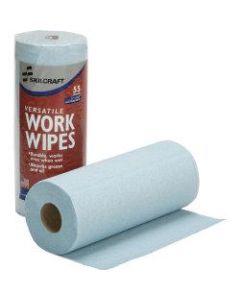 SKILCRAFT Industrial Work Wipes - Blue - Paper - Low Linting, Durable, Disposable, Solvent Resistant - For Multi Surface, Multipurpose - 55 / Roll