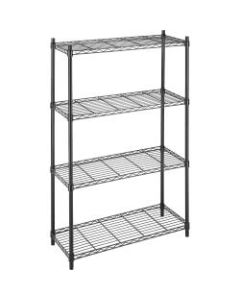 Whitmor Storage Rack - 4 Tier(s) - Floor - Adjustable, Durable, Ventilated - Gray, Black - Chrome Steel