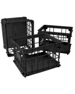 Storex Standard File Crates, Medium Size, Black, Pack Of 3