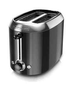 Black & Decker One-Touch 2-Slice Toaster - 850 W - Toast, Bagel, Frozen, Defrost, Waffle - Black, Stainless Steel