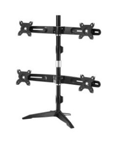 Amer Mounts Stand Based Quad Monitor Mount for four 15in-24in LCD/LED Flat Panel Screens - Supports up to 17.6lb monitors, +/- 20 degree tilt, and VESA 75/100