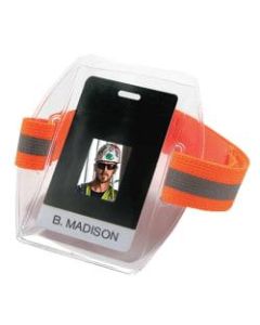 Ergodyne Squids 3386 Arm Band ID/Badge Holders, 4-3/4in, Hi-Vis Orange, Pack Of 6 Holders