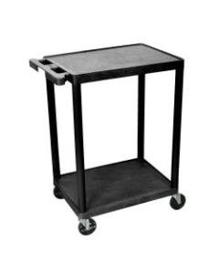 Luxor 2-Shelf Plastic Utility Cart, 33 1/2inH x 24inW x 18inD, Black