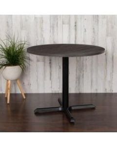 Flash Furniture Round Multipurpose Conference Table, 30inH x 35-1/2inW x 35-1/2inD, Rustic Gray/Black