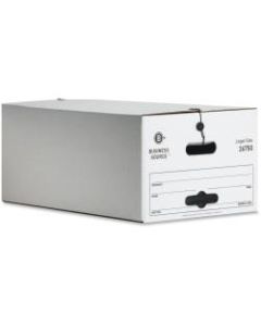 Business Source Light Duty Legal Size Storage Box - External Dimensions: 15in Width x 24in Depth x 10inHeight - Media Size Supported: Legal - String/Button Tie Closure - Light Duty - Stackable - White - For File - Recycled - 12 / Carton