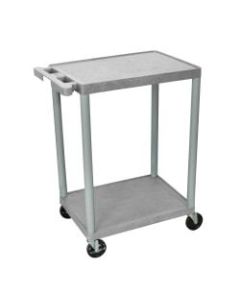 Luxor 2-Shelf Plastic Utility Cart, 33 1/2inH x 24inW x 18inD, Gray