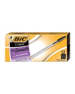 BIC Cristal Ballpoint Pens, Medium Point, 1.0 mm, Clear Barrel, Black Ink, Pack Of 12