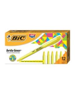 BIC Brite Liner Highlighters, Yellow, Box Of 12