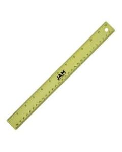 JAM Paper Non-Skid Stainless-Steel Ruler, 12in, Lime Green
