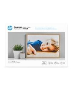 HP Advanced Photo Paper for Inkjet Printers, Glossy, 13in x 19in, 66 Lb., Pack Of 20 Sheets (CR696A)