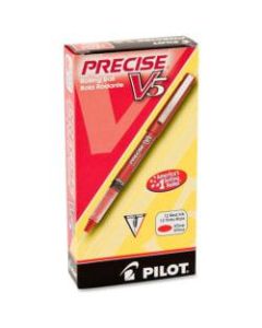 Pilot Precise V5 Liquid Ink Rollerball Pens, Extra Fine Point, 0.5 mm, Red Barrel, Red Ink, Pack Of 12
