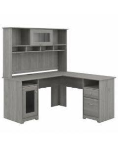 Bush Furniture Cabot 60inW L-Shaped Computer Desk With Hutch, Modern Gray, Standard Delivery
