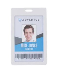 Advantus Vertical Rigid ID Badge Holder - Support 2in x 3.25in Media - Vertical - Plastic - 6 / Pack - White