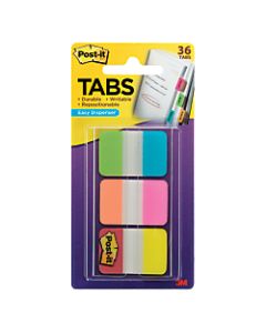 Post-it 1in x 1 1/2in Durable Index Tabs, Assorted, 6 Tabs Per Pad, Pack Of 6 Pads