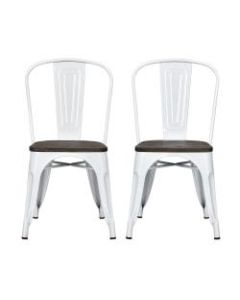 DHP Fusion Dining Chairs, Brown/White, Set Of 2