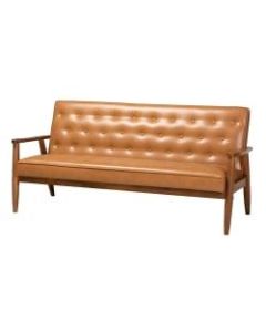 Baxton Studio Sorrento Sofa, Tan/Walnut Brown