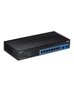 TRENDnet TPE 082WS - Switch - 10 x 10/100/1000 (PoE+) + 2 x shared Gigabit SFP - rack-mountable - PoE+ (75 W)