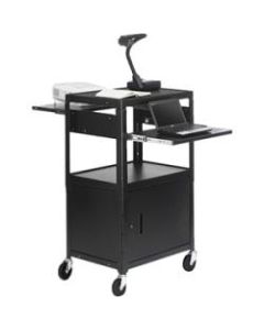Bretford CA2642DNSE Multimedia Cabinet Cart - Up to 20in Screen Support - 3 x Shelf(ves) - Hinged Door - 42in Height x 24in Width x 18in Depth - Steel - Black