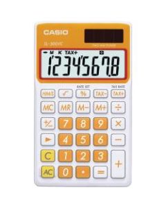 Casio SL300VC Simple Calculator - Independent Memory, Sign Change, Big Display - 8 Digits - Solar Powered - Orange