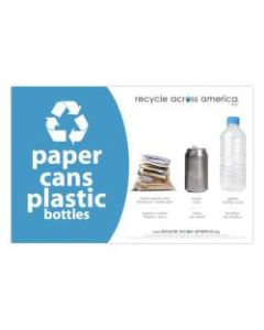 Recycle Across America Paper, Cans And Plastic Standardized Recycling Label, PCP-5585, 5 1/2in x 8 1/2in, Light Blue