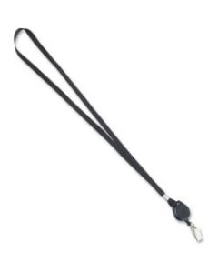 Advantus Retracting ID Reel Badge 36in Lanyard - 12 / Box - 36in Length - Black