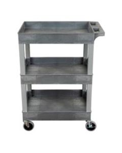 Luxor 3-Shelf Plastic Utility Cart, 36-1/4inH x 24inW x 18inD, Gray