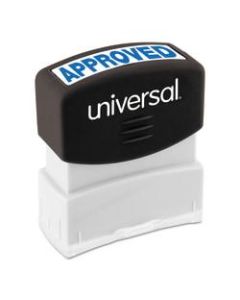 Universal Pre-Inked Message Stamp, Approved, 1 11/16in x 9/16in Impression, Blue