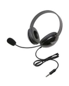 Califone Stereo Black Headphone?With To Go 3.5Mm Plug - Stereo - Mini-phone (3.5mm) - Wired - 32 Ohm - 20 Hz - 20 kHz - Over-the-head - Binaural - Supra-aural - 5.50 ft Cable - Noise Cancelling, Electret, Noise Reduction Microphone - Black