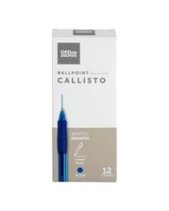 Office Depot Brand Soft-Grip Retractable Ballpoint Pens, Bold Point, 1.4 mm, Clear Barrel, Blue Ink, Pack Of 12