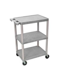 Luxor Plastic Utilty Cart, 3 Shelves, 32 1/2inH x 24inW x 18inD, Gray