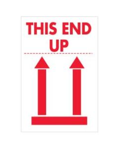 Tape Logic Preprinted International Safe-Handling Labels, DL5154, This End Up, Rectangle, 2in x 3in, Red/White, Roll Of 500