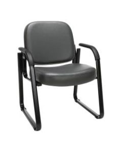 OFM Deluxe Anti-Microbial Vinyl Guest Chair, Gray/Black