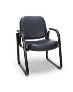 OFM Deluxe Anti-Microbial Vinyl Guest Chair, Blue/Black