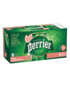 Perrier Slim Can Mineral Water, 8.45 Oz, Pink Grapefruit, Carton Of 10