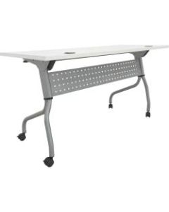 Lorell Preference Series 60inW Flip-Top Training Table, White/Silver