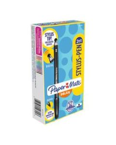 Paper Mate InkJoy 2-in-1 Stylus Pen, Black Barrel, Pack of 12