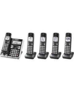 Panasonic Link2Cell DECT 6.0 Cordless Telephone With Answering Machine And Dual Keypad, 5 Handsets, KX-TGF575S