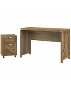 Kathy Ireland Home by Bush Furniture Cottage Grove 48inW Farmhouse Writing Desk with 2 Drawer Mobile File Cabinet, Reclaimed Pine, Standard Delivery