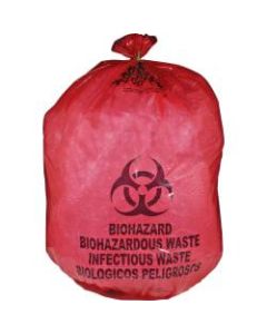 Unimed Red Biohazard Waste Bags, 20-25 Gallons, Box Of 50