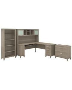 Bush Furniture Somerset 72inW L Shaped Desk With Hutch, Lateral File Cabinet And Bookcase, Ash Gray, Standard Delivery