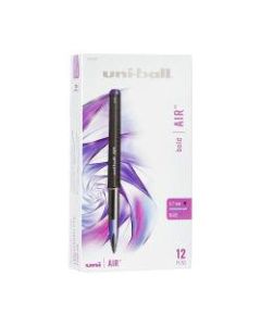 uni-ball AIR Rollerball Pen, Medium Point, 0.7 mm, Black Barrel, Blue Ink, Pack Of 12
