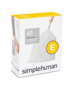 simplehuman Custom-Fit Trash Can Liners, Code E, 0.025-mil, 5.28 Gallons, 20in x 18 3/4in, White, Pack Of 240 Liners