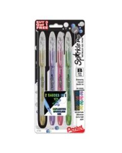 Pentel Sparkle Pop Gel Pens, Medium Point, 1.0 mm, Assorted Colors, Pack Of 3